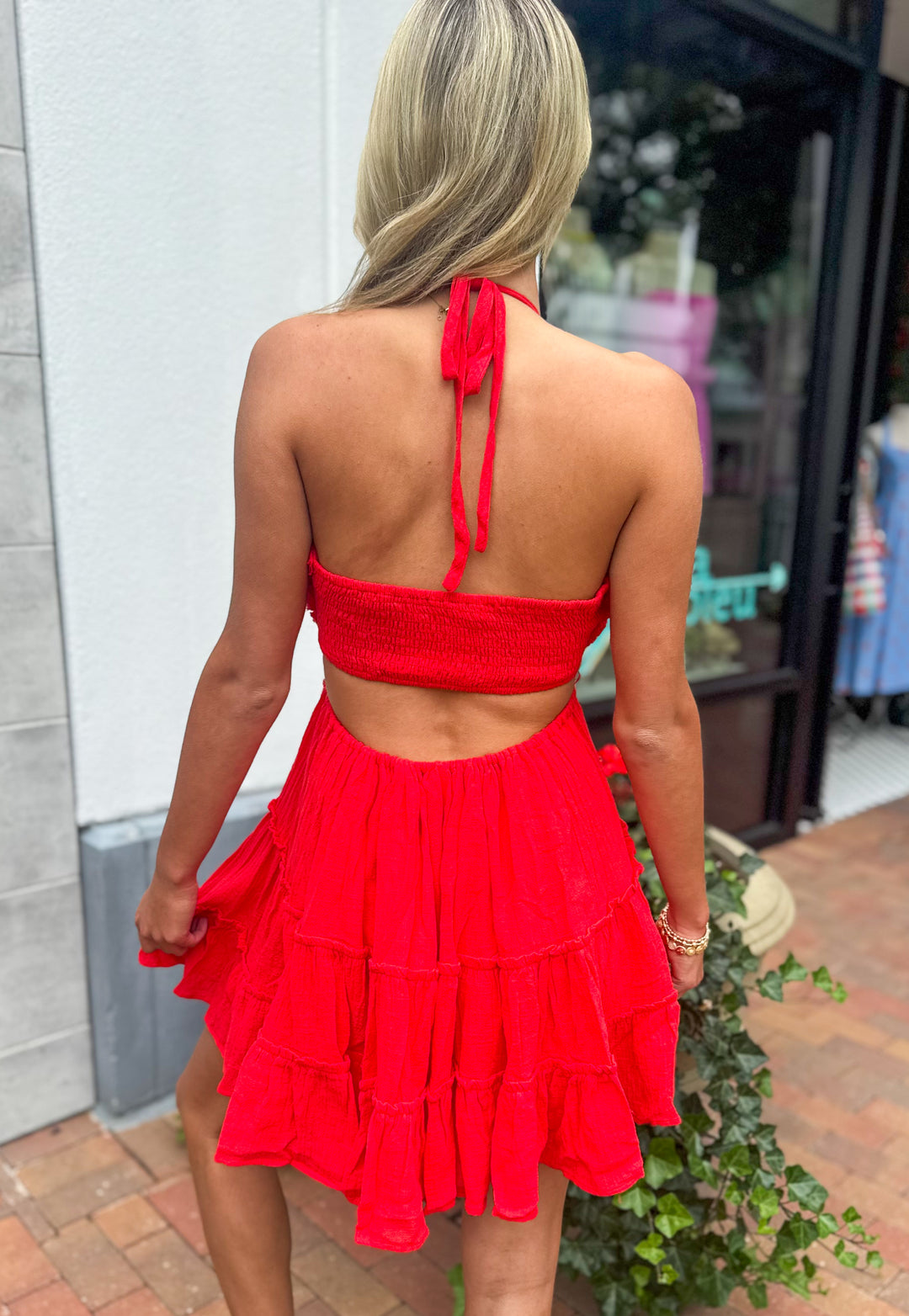 Spicy Coral Ruffle Mini Dress Spicy Coral Ruffle Mini Dress