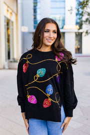 Black Holiday Lights Sweatshirt