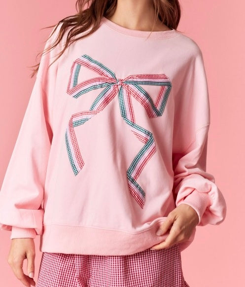 Gingham Bow Pullover