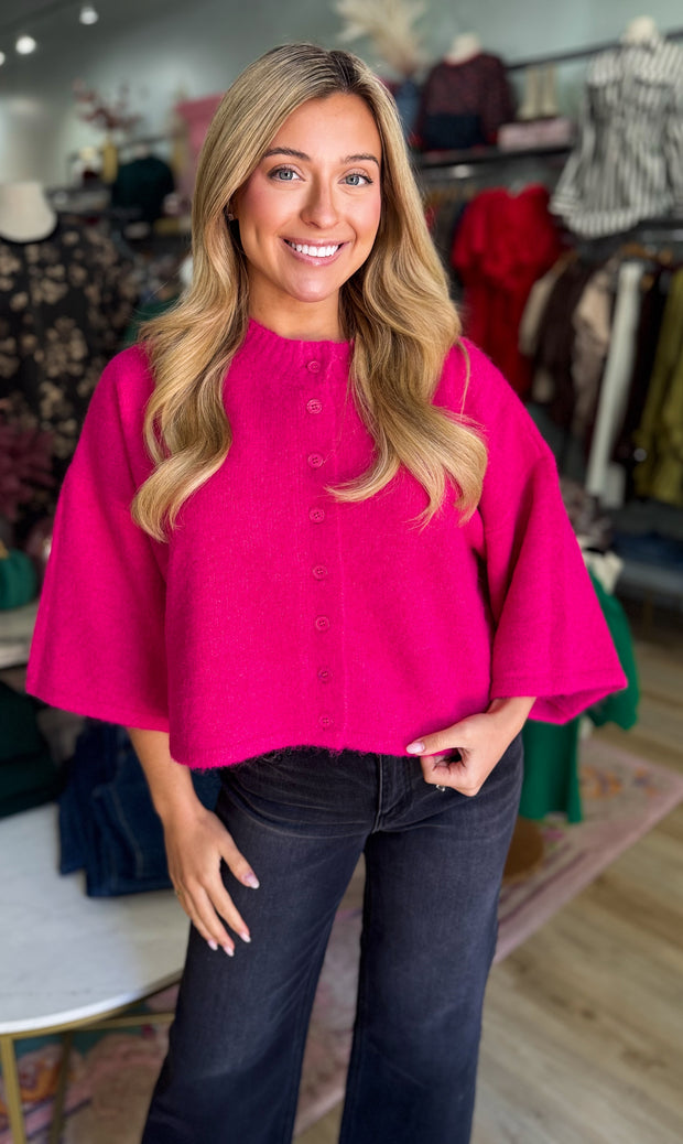 Berry Button Sweater