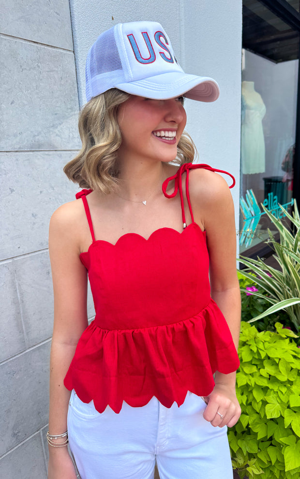 Patriotic Scallop Cami