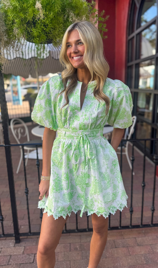 Botanical Garden Scalloped Dress