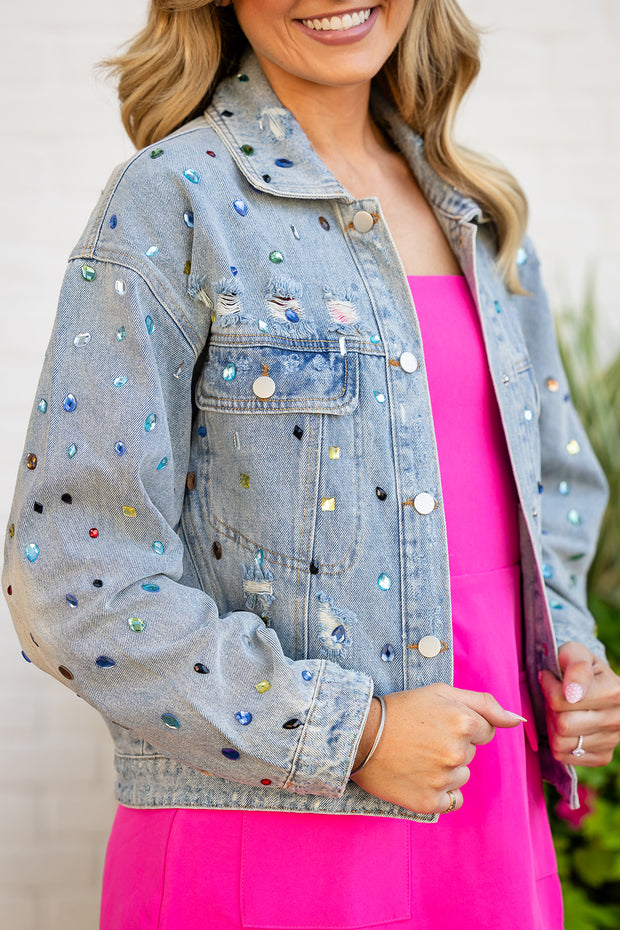 Color Jewels Denim Jacket