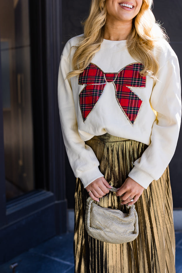 Joyful Plaid Bow Top