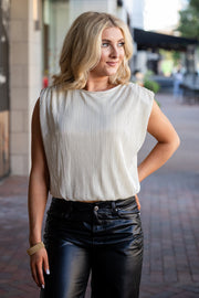 Metallic Pleat Top