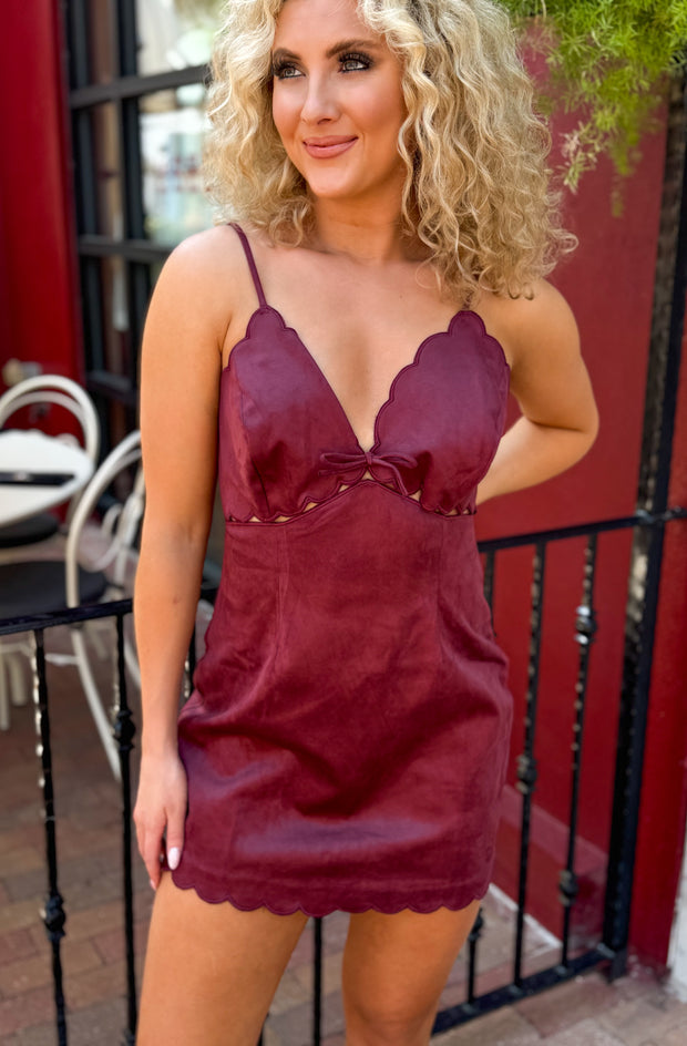 Plum Scalloped Dress