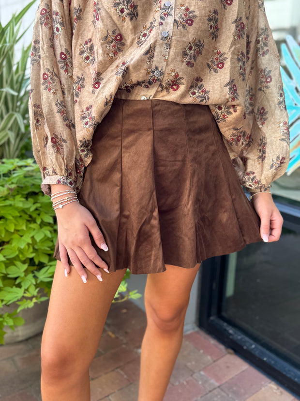 Walnut Suede Skort