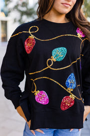 Black Holiday Lights Sweatshirt