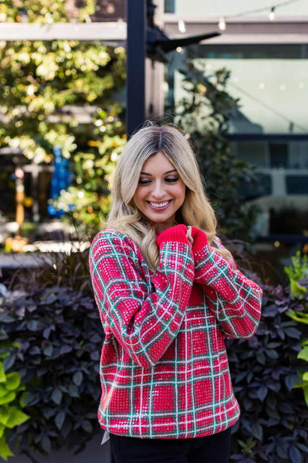 Sequin Plaid Top